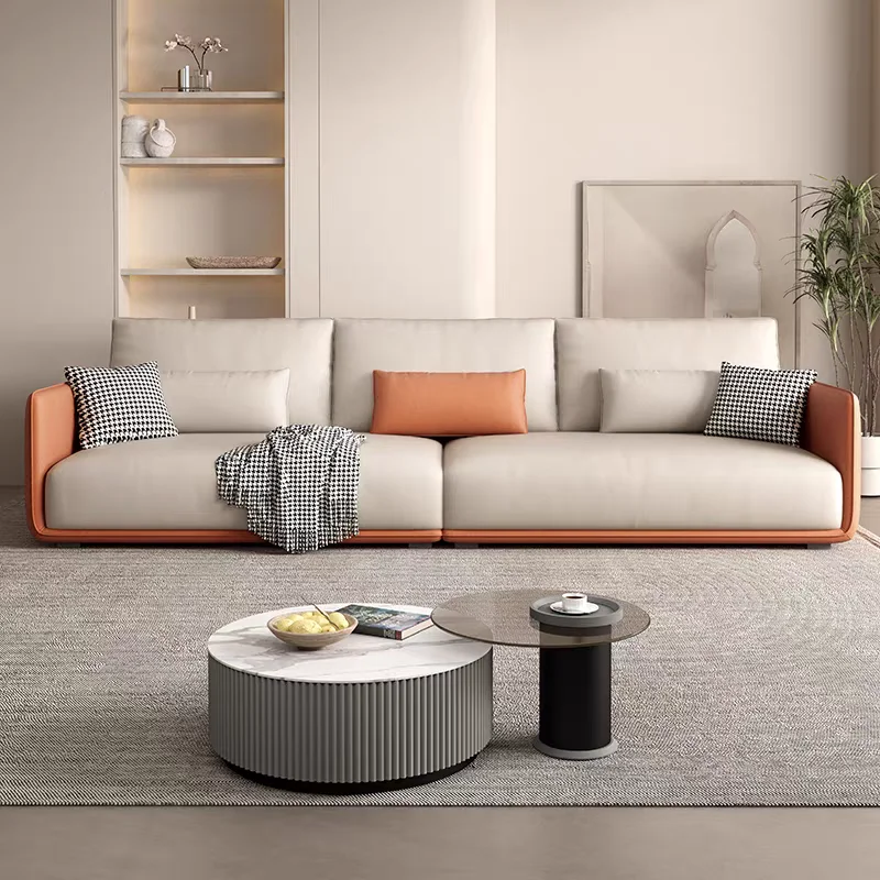 

Modern Italian luxury latex fabric double three or four sofa cover small family living room office synthetic leather cover