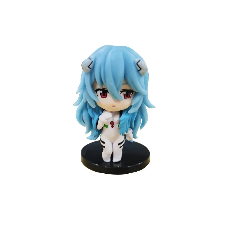 6Pcs Q Version of Evangelion Asuka Ayanami Rei Figure Model Anime Girl Doll Cake Decoration Ornaments Boy Birthday Gift view 5