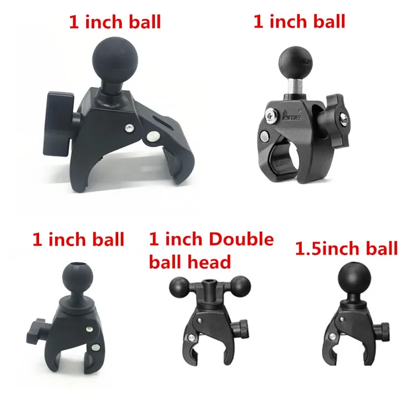 With 1 /1.5inch Ball or 17mm ball Claw Clamp Motorcycle Handlebar Bike Rail Mount Base for Double Socket Arm for Gopro DSLR