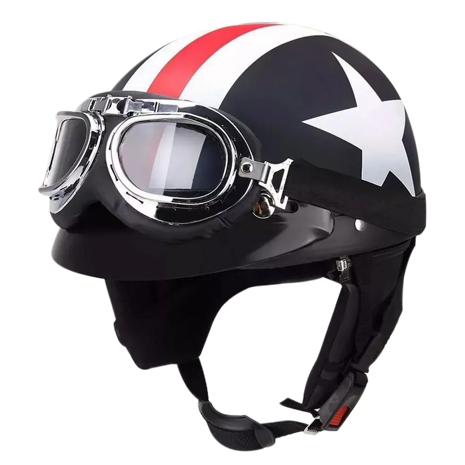 

Motorcycle Open Face Helmets for Adults Dual Visor Breathable Lining Stable Fit ABS Safety Hat BikeHelmet