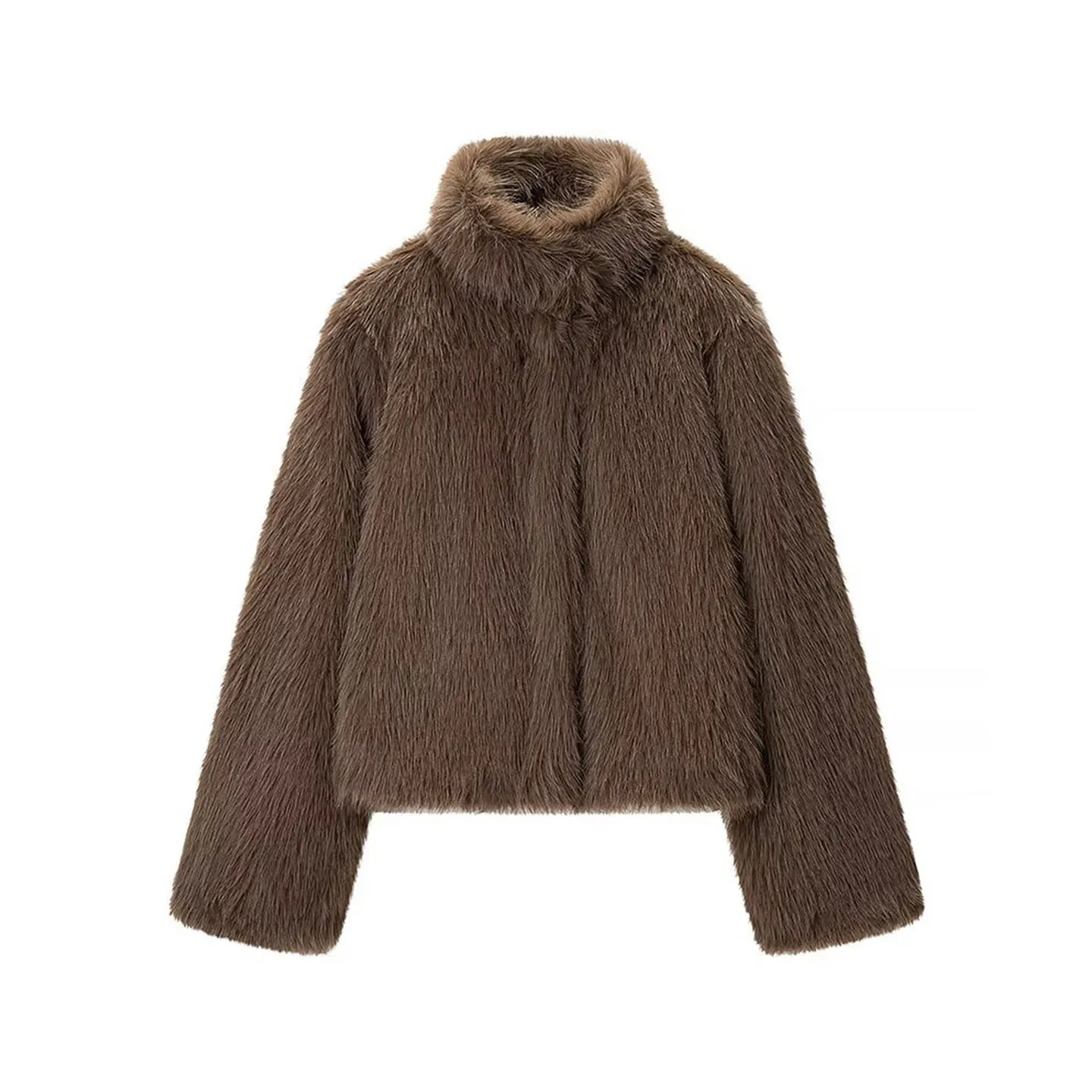 Długi płaszcz z futra Ele Long Sve, damski, modny, młodzieżowy, dopasowany krój, nowość na zimę 2025, skóra marki Sle Z