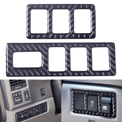 2pcs/Set Car Side Dash Button Cover Trim Sticker Fit for Toyota Tundra Sequoia 2008 2009 2010 2011 2012 2013 Carbon Fiber Black