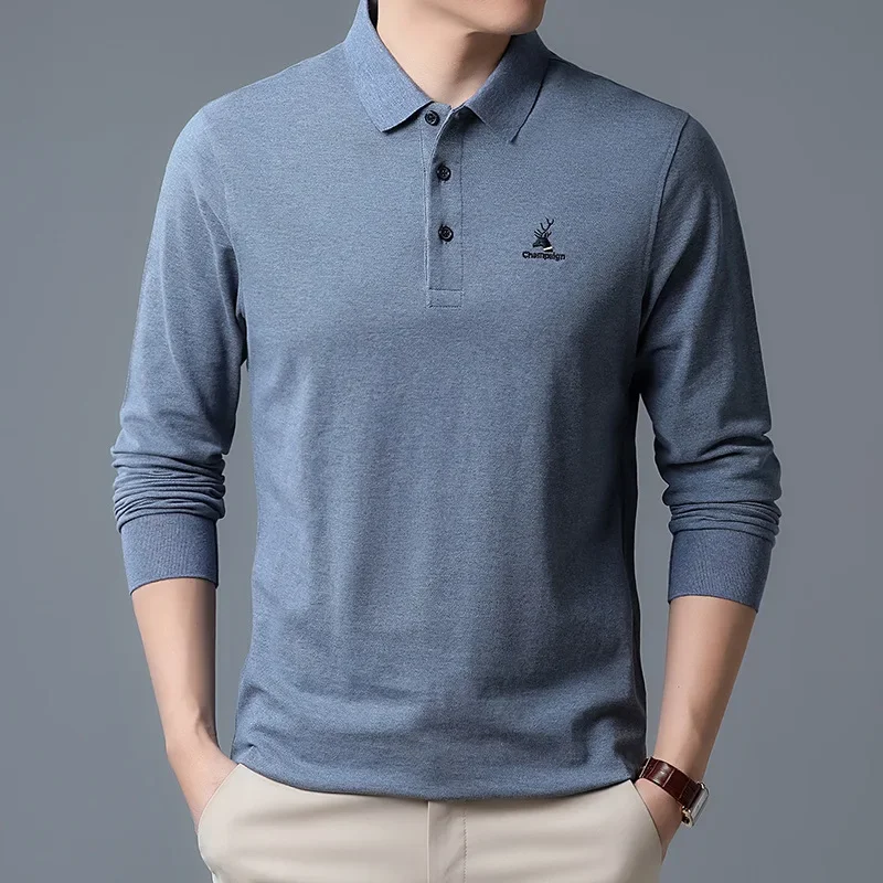 

Men's Casual Polo Shirt Simple Men's T-shirt In Spring and Autumn Cotton Long Sleeved T-shirt Wholesale of Men's Clothes