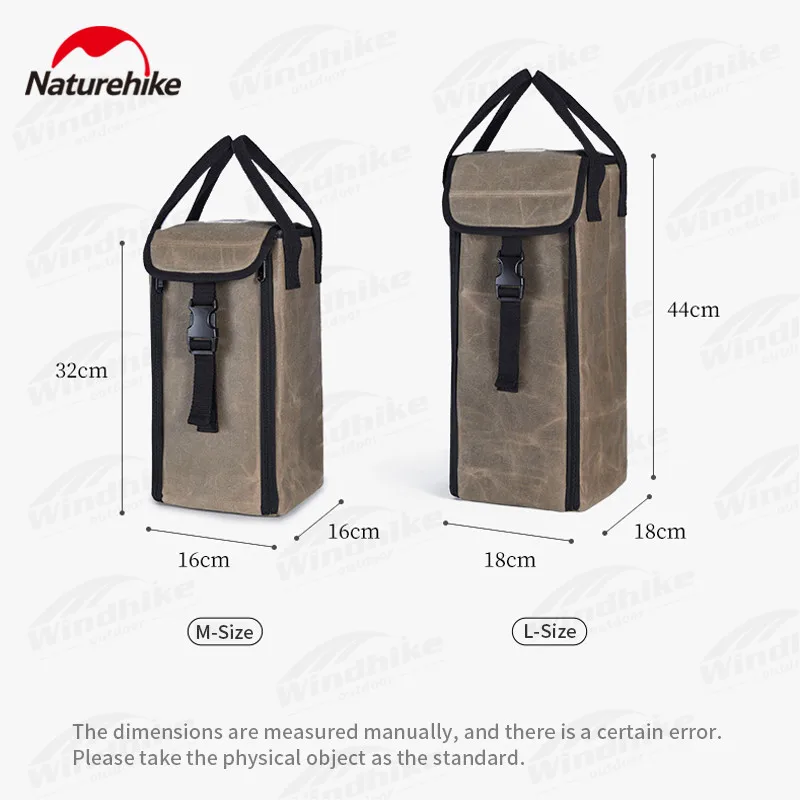 Naturehike Outdoor Camping Canvas Storage Light Bag Folding Portable Waterproof Large Opening Zipper Light Camping Lantern Bag