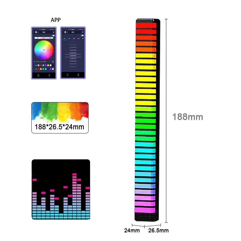 Rechargeable RGB voice-controlled LED music light Remote control living room light - Dimmable Rhythm synchronization