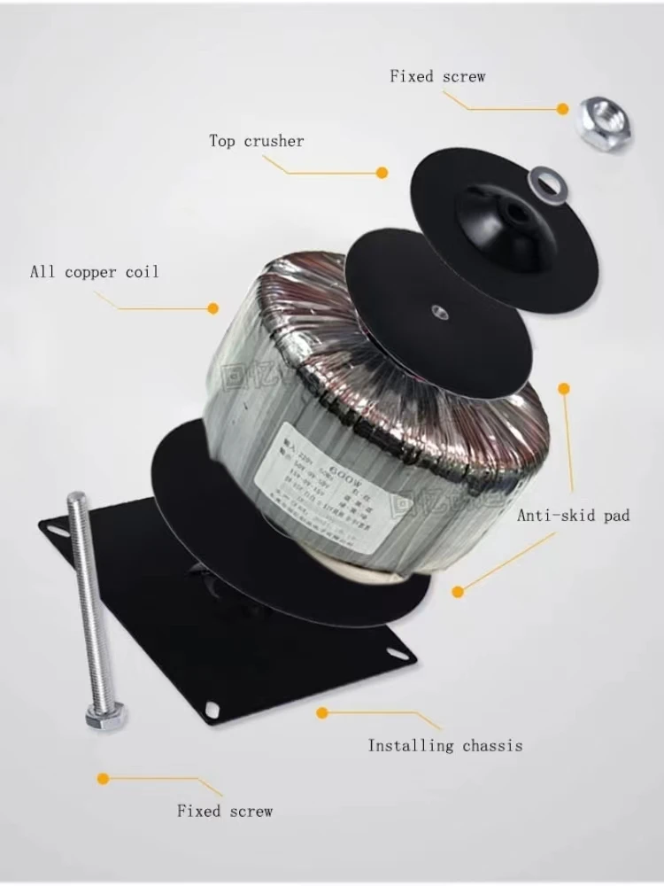 600W ทองแดงลวดเครื่องขยายเสียง Toroidal Power Transformer Dual 40V Dual 15V 15V เดี่ยว 12V 9V สามารถปรับแต่งได้