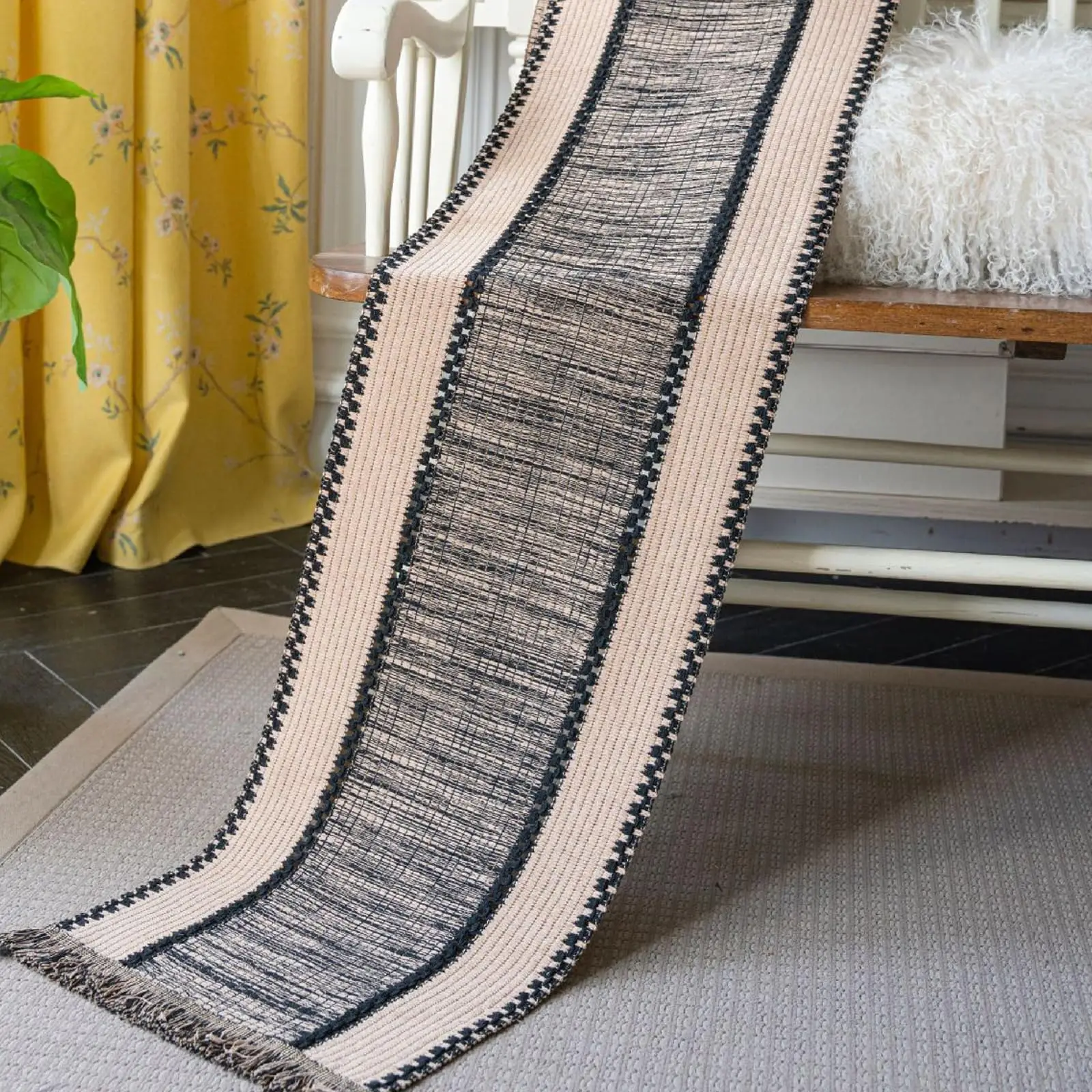 BUYNOW القطن المخلوطة شرابة الجدول عداء القماش الفاخرة طاولة القهوة الزخرفية القماش النسيج مفرش المائدة ديكور المنزل #3