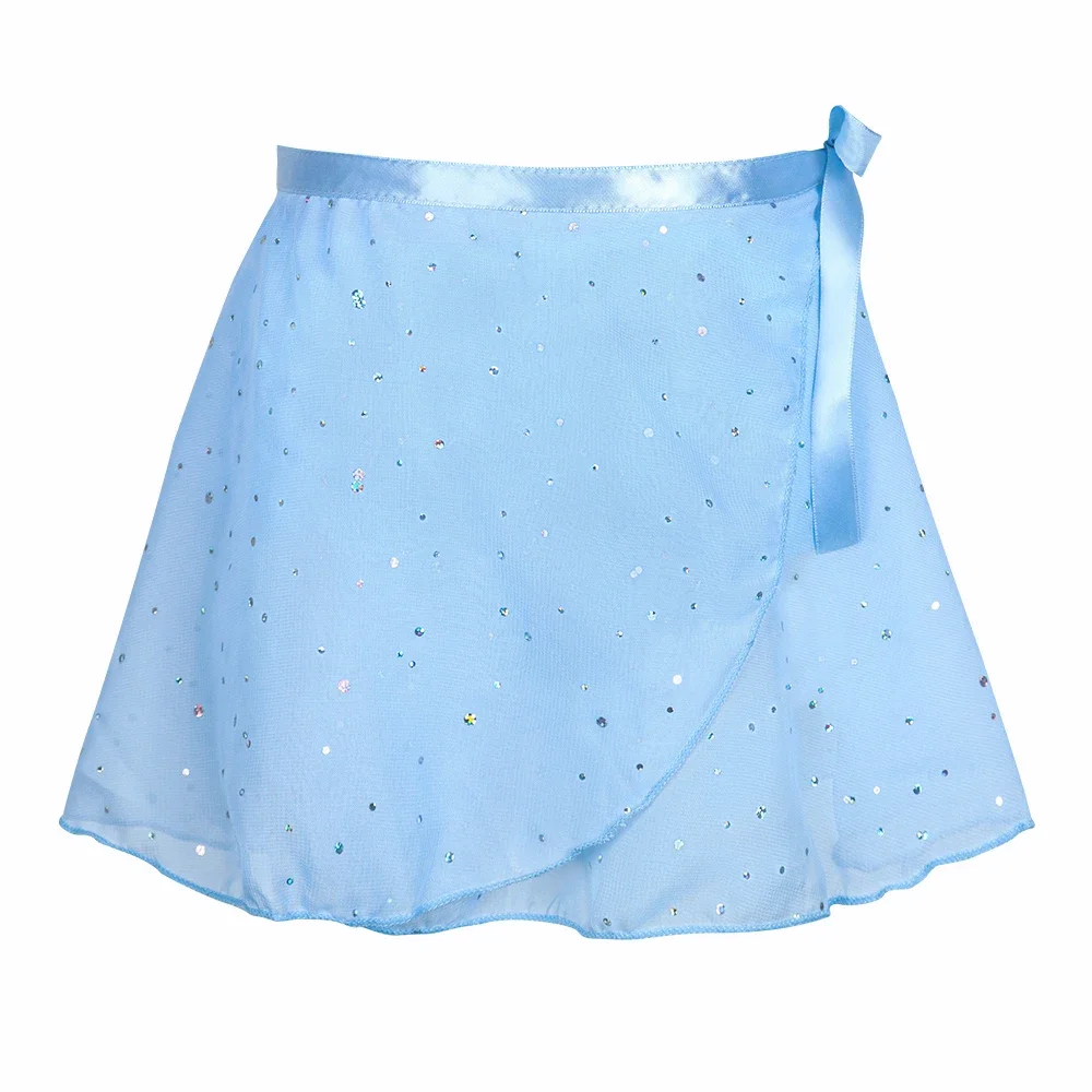 女の子バレエスカートダンスラップスカートシフォンキラキラチュチュドレス調節可能なダンスウェアスカートバレリーナダンス服