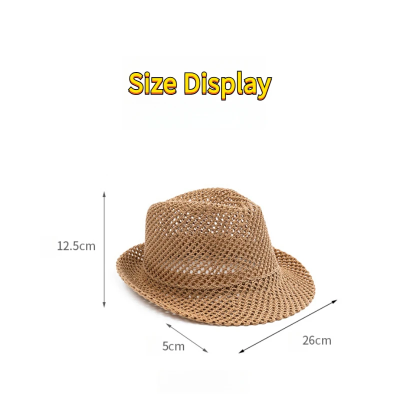 Unisex Summer Panama Hat Breathable Mesh Design Cotton-Polyester Material Compact Brim 58cm Head Circumference Jazz Cap