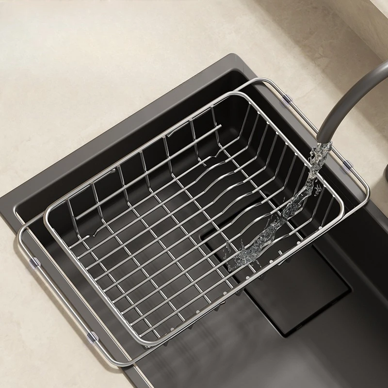 

LTT Kitchen Drain Basket Multifunctional Stainless Steel Telescopic Bowl Water Filter Storage