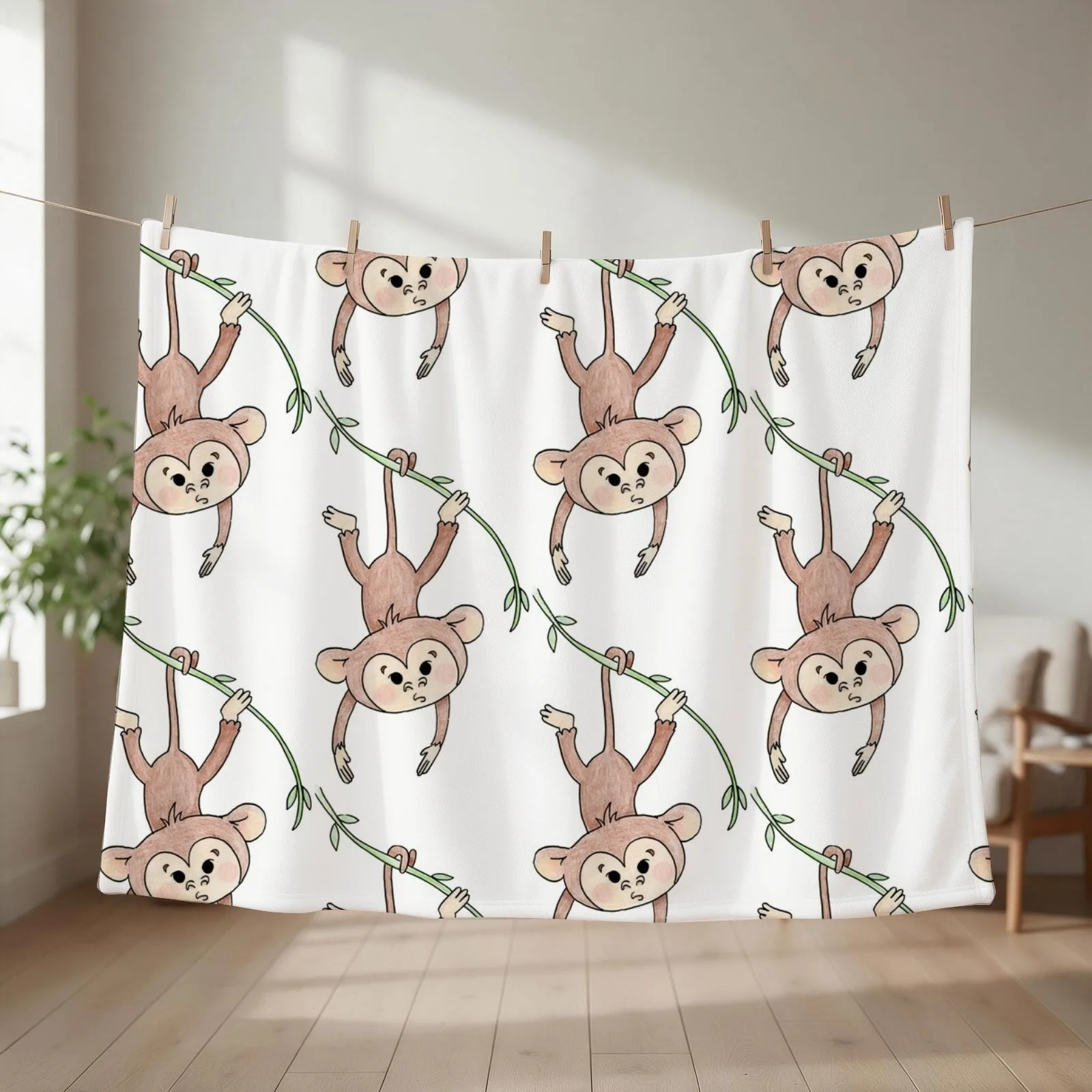 Monkey Swing Throw Blanket couch cozy soft plush fuzzy picnic outdoor blanket