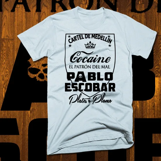 Esco T-Shirt Medellin Cartel Sicario Plata O Plomo Narco kingpin Colombia S-2XL long or short sleeves