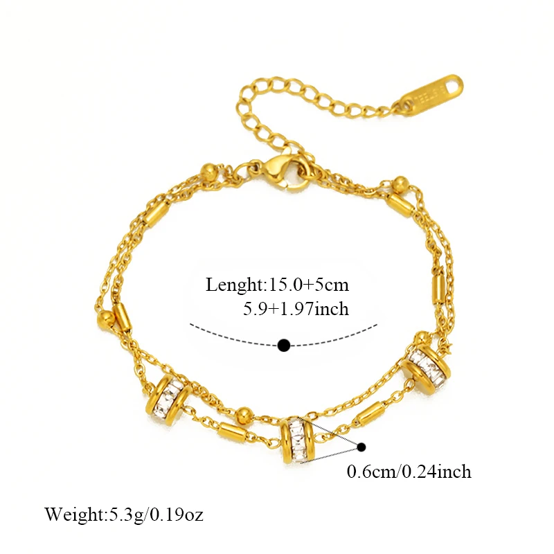 EILIECK 316L Edelstahl Klassisches Synthetisches Zirkon-Perlenarmband für Damen 18K Gold PVD-beschichtet Modeschmuck Handkette – Detail 20