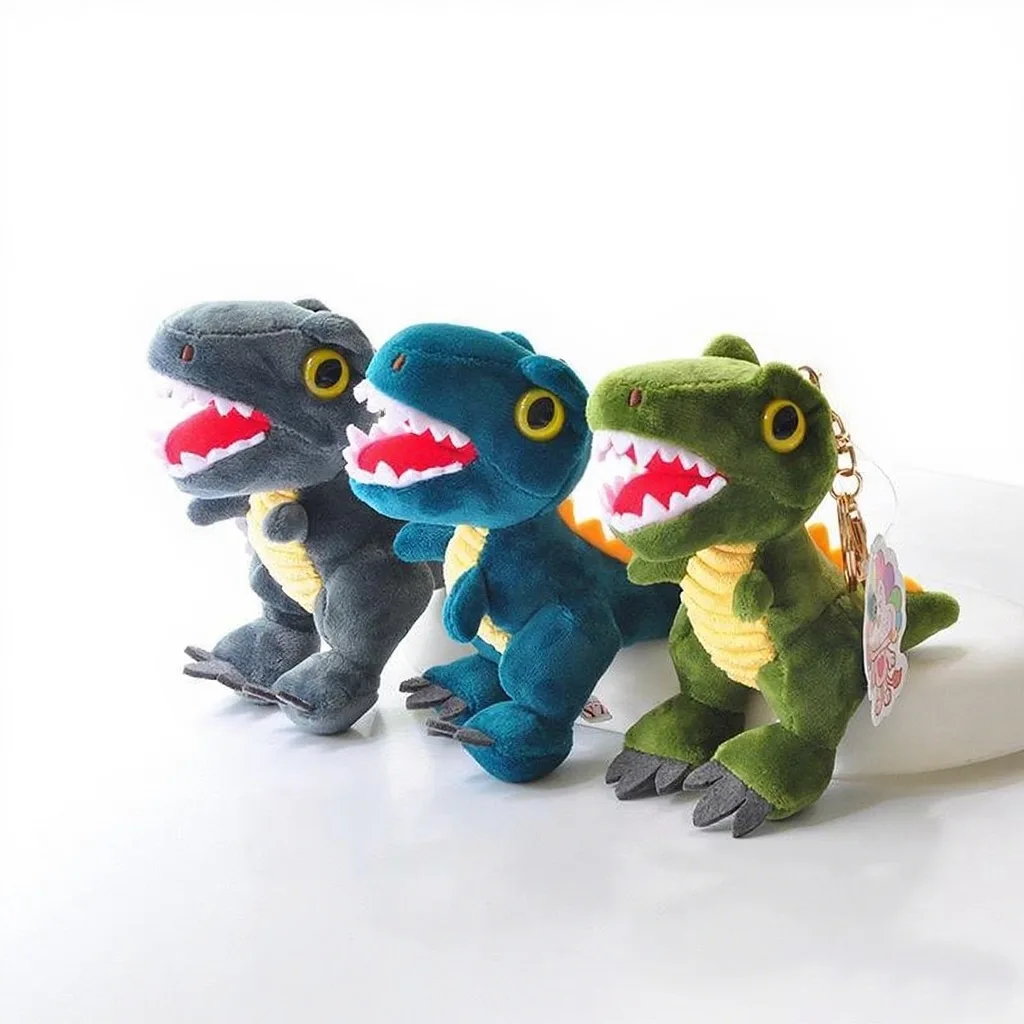 

13cm Mini Dinosaur Plush Toys Key Chain Bag Pendant Cute Tyrannosaurus Doll for Kids Children Birthday Christmas Gifts Toys