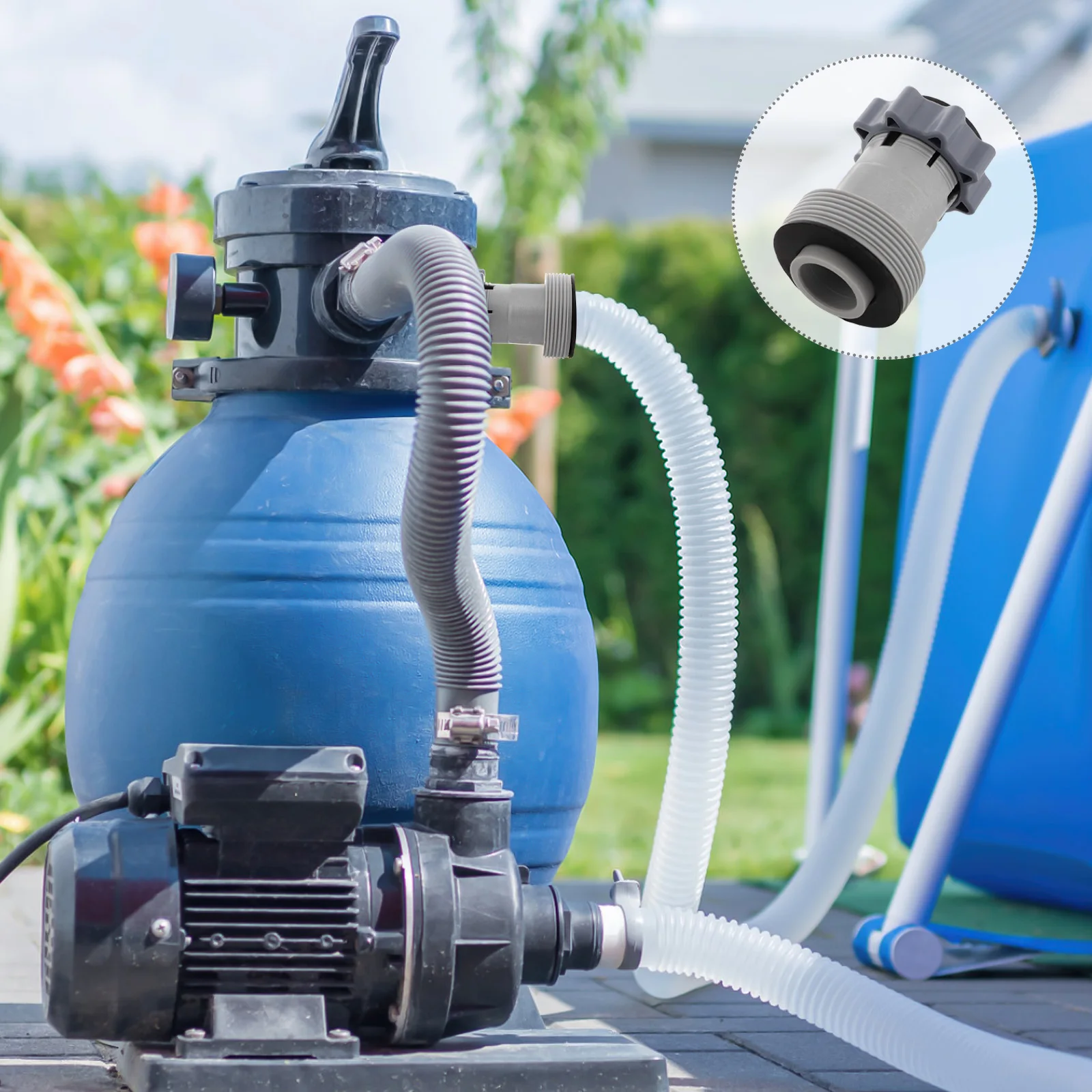 

Hose Adapter Durable Quick Installation Water Flow Control Pump Connector Plastic Fittings Above Ground Pool Accessories Garden