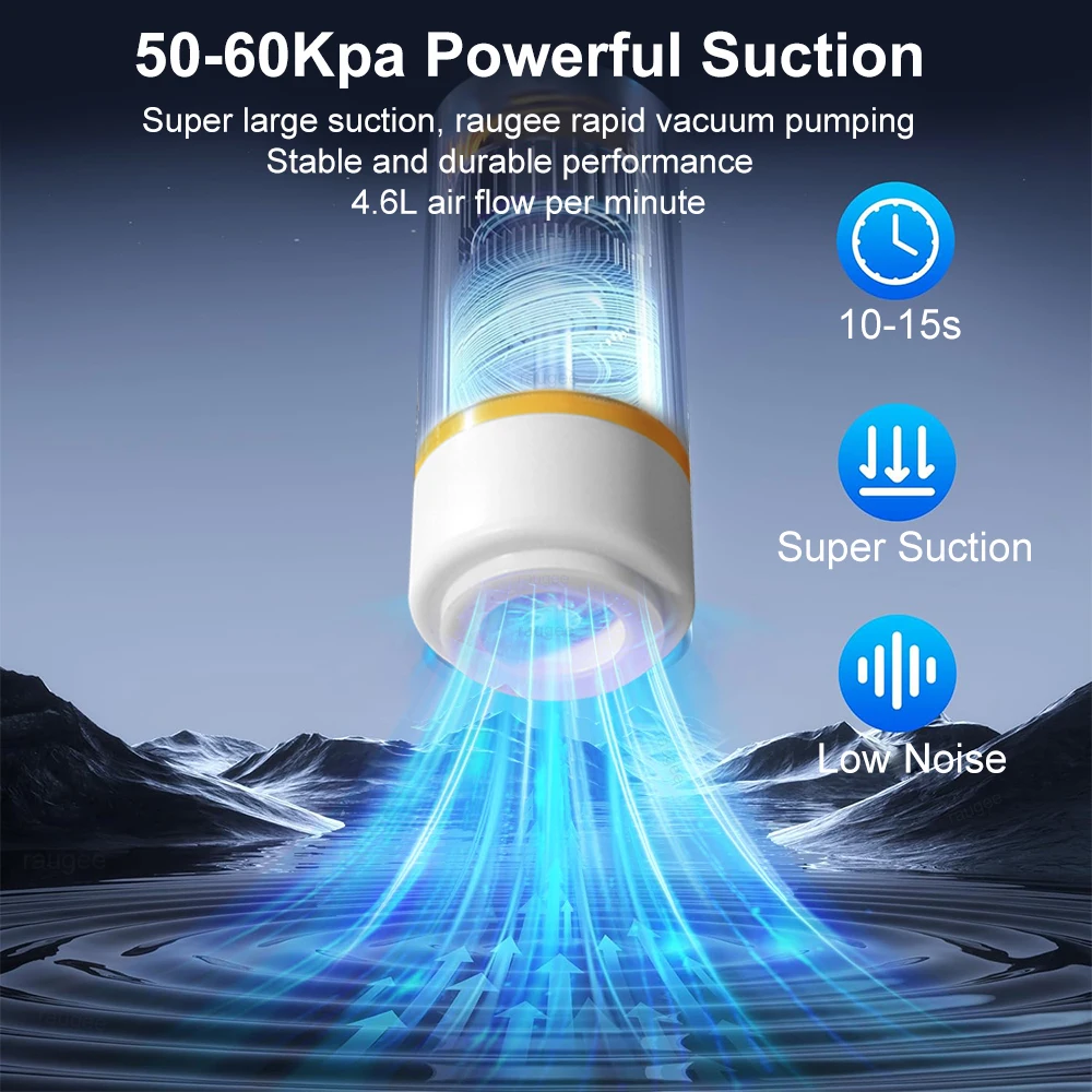 Electric Air Pump Handheld Automatic Air Pump Food Fresh-Keeping Rechargeable Vacuum Sealer with BPA-Free Vacuum Packaging Bag image 3