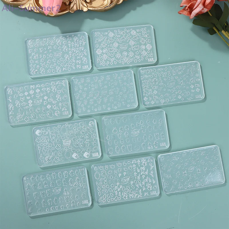{MX} 3D漫画動物花柄シリコンネイルモールドネイルアートスタンピング転写プレートDIYマニキュアデコレーションツール