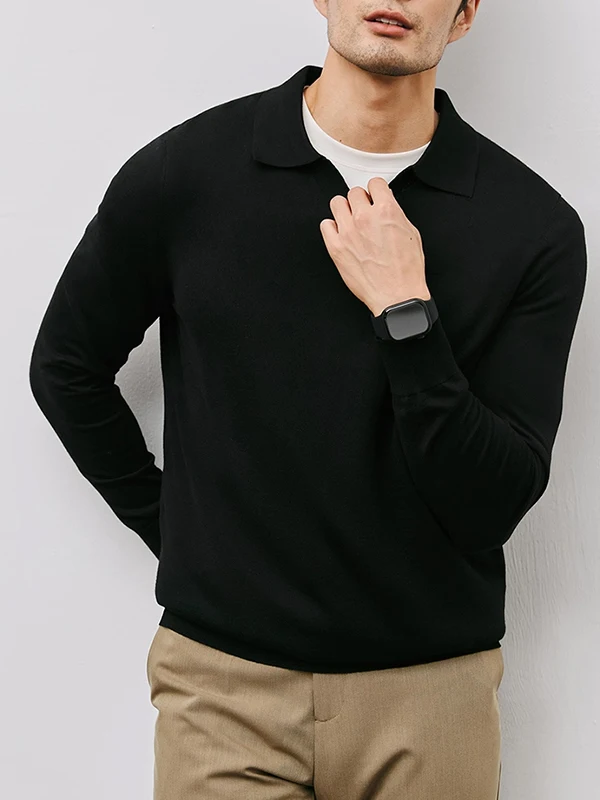 

Slim Fit Long Sve Knitted irt Men's Busin Casual Sweater O-Ne Spring Autumn Lightweight Warm Comfortable