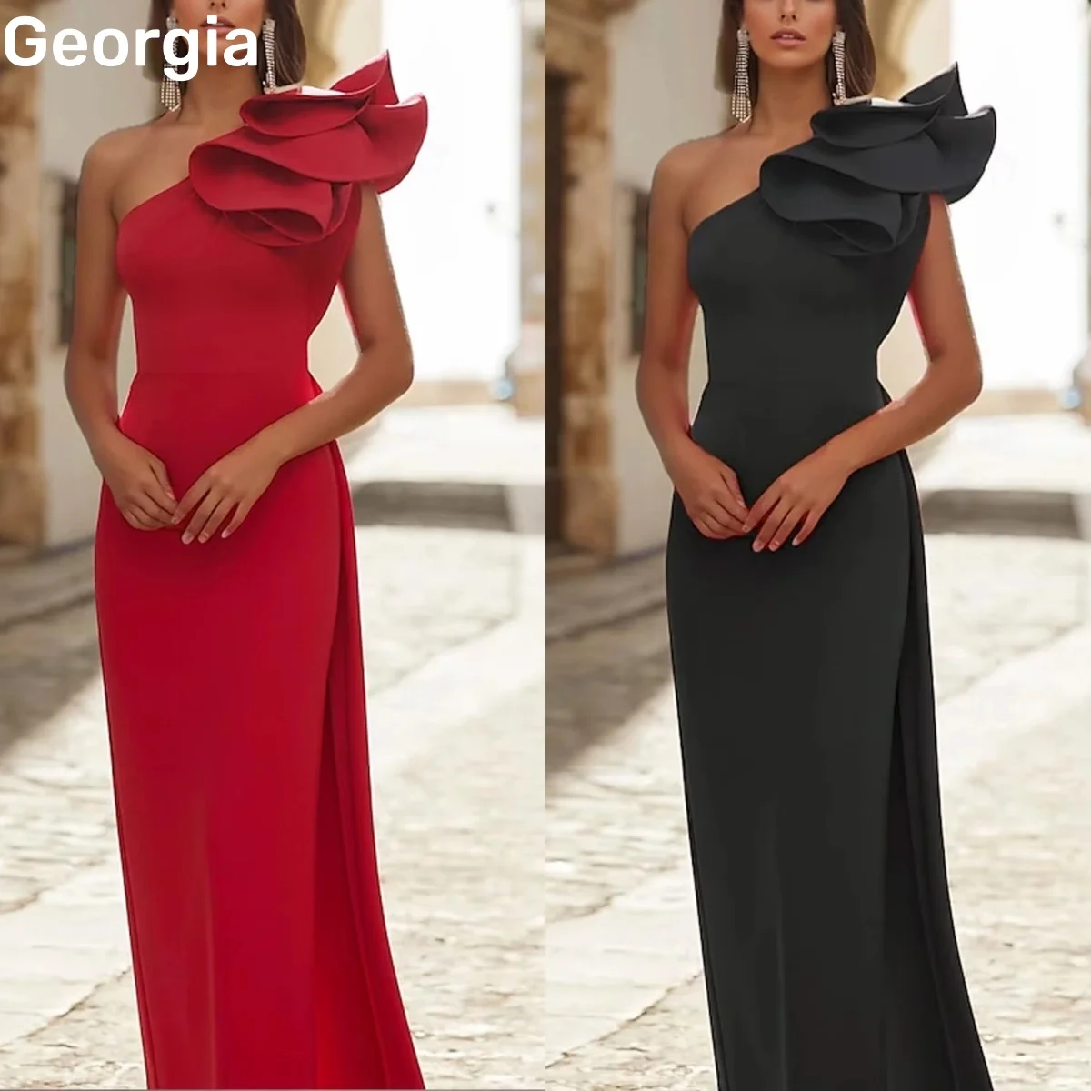 

Customize One-Shoulder Elegant Evening Dress Column Floor-Length Wedding Party Dress Zipper Up Sleeveless Birthday Dresses Luxur