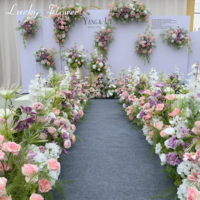 

Artificial Flowers Wedding Decoration Floral Backdrop Arrangement Hanging flower Row Road Leading Flower Ball Party Event Decor