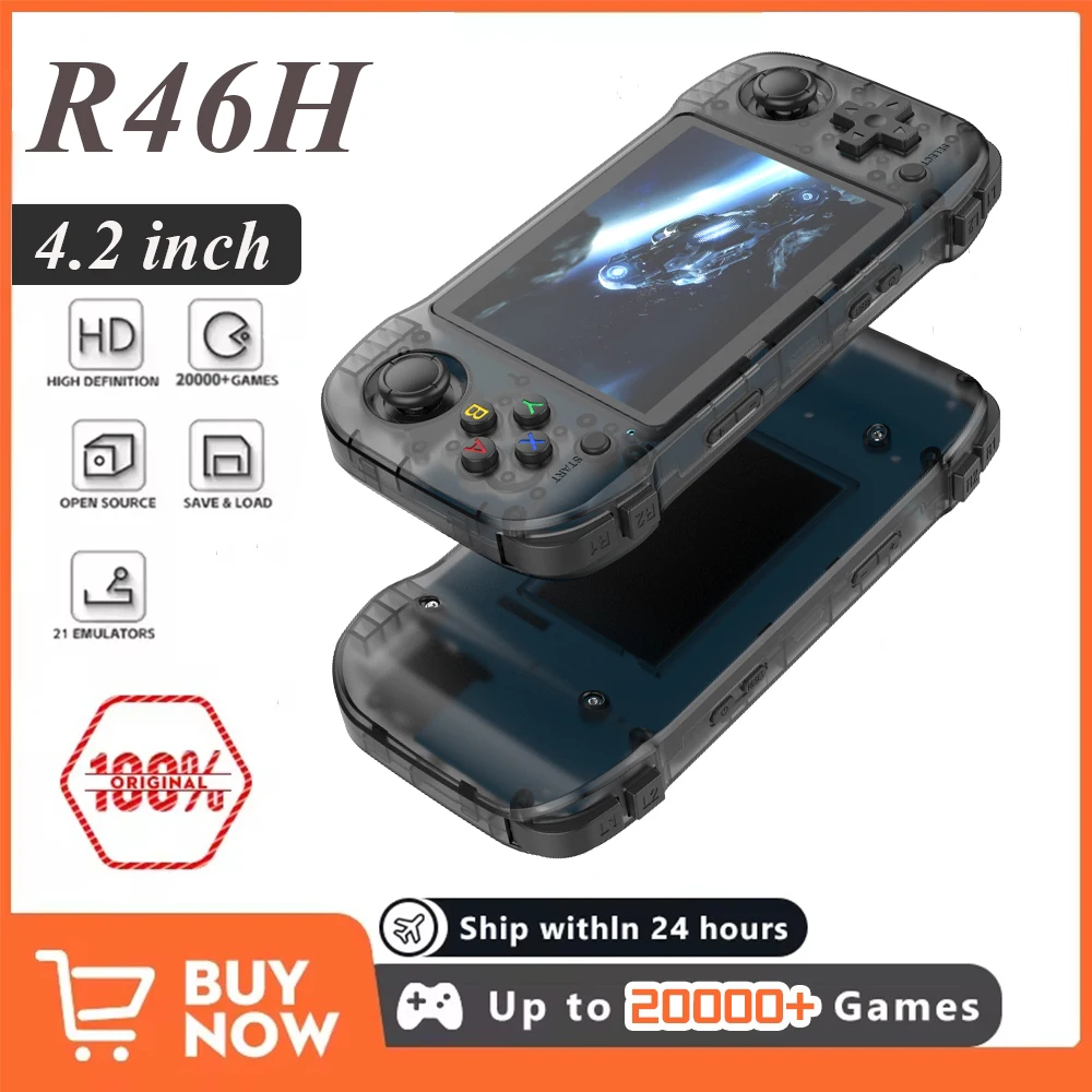 4.2 Inch R46H Retro Handheld Game Console 1024*768 R36S Large Screen Arkos System Portable Pocket Video Game Player Boy Gifts