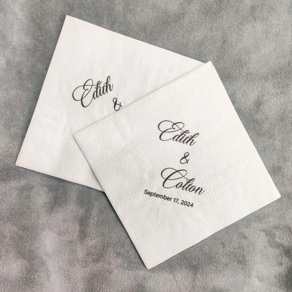 50 pcs Custom Wedding Cocktail Napkins,Engagement Cocktail Napkins,Wedding Reception Napkins,Rehearsal Dinner,Engagement Party