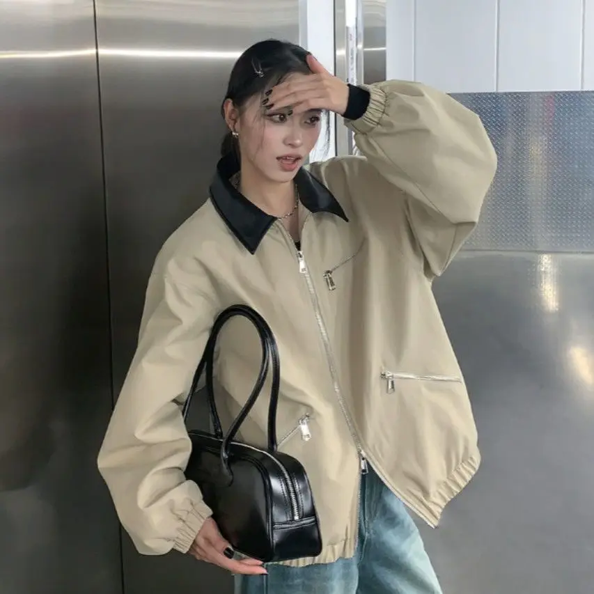 

Suede Jackets For Women Winter Coat Woman 2025 Cargo Pocket Front Ladies Style Casual Pure Simple Basic High-End Quality Western