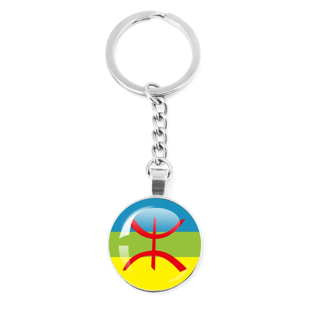 Berber North Africa Flag Keychain 25mm Key Jewelry  Glass Keychain Friends Giftt