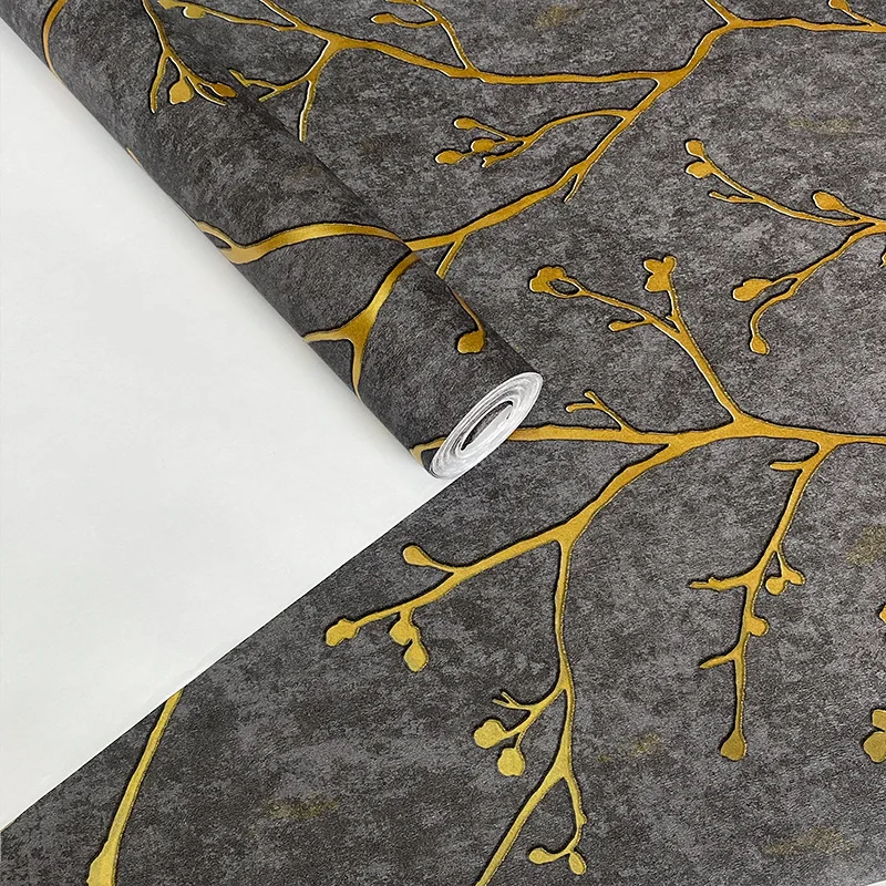 Golden Tree Branch Wallpaper Living Room Bedroom Home Decor Обои 3d Stereo Wood Papier peint