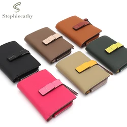 Fashionable Contrast Color Cowhide Bifold Short Wallet for Women Multi Card Slots Zip Pocket Cash Slot Coin Purse Daily Portable