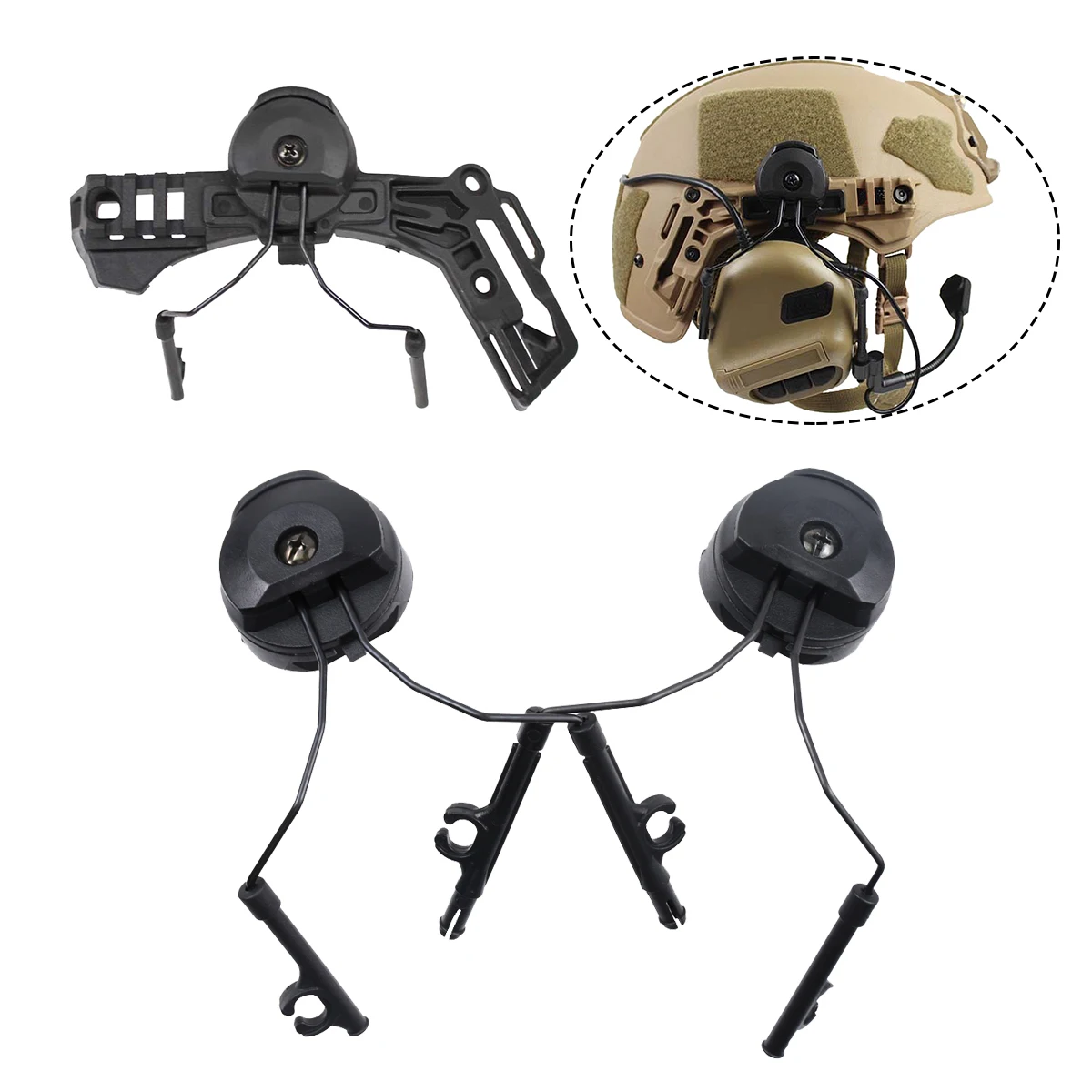 

Тактический кронштейн для гарнитуры Fast Ops Core Helmet ARC Rail Adapter Set Hunting Comtac II Series Гарнитура с шумоподавлением