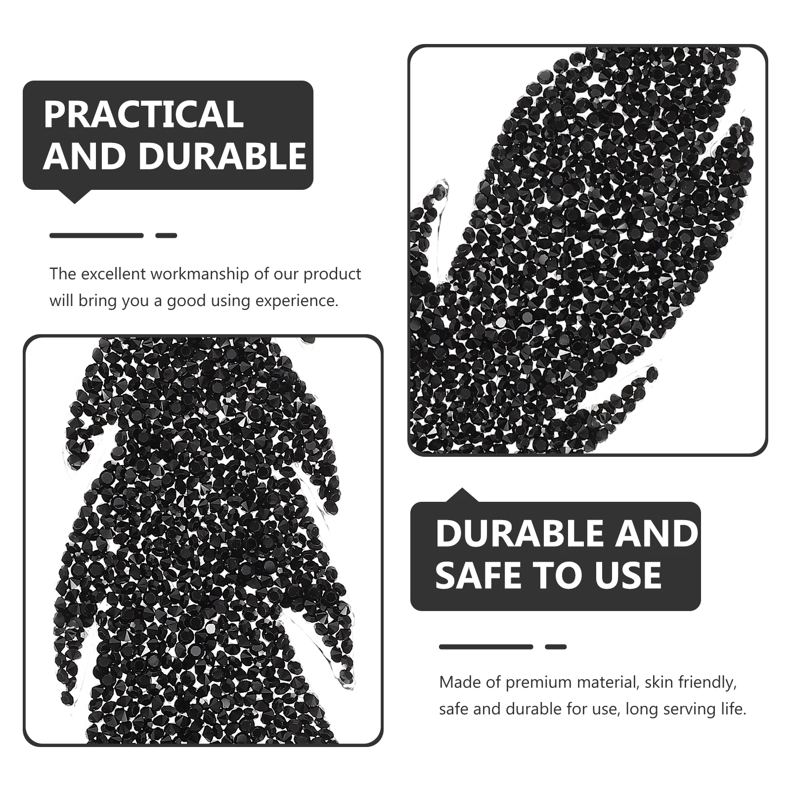 

4 Pairs Black Sequin Leaf Rhinestones Replaceable Hat Applique Fern Pattern Clothes Patches Decorative Coat Patches DIY Multi