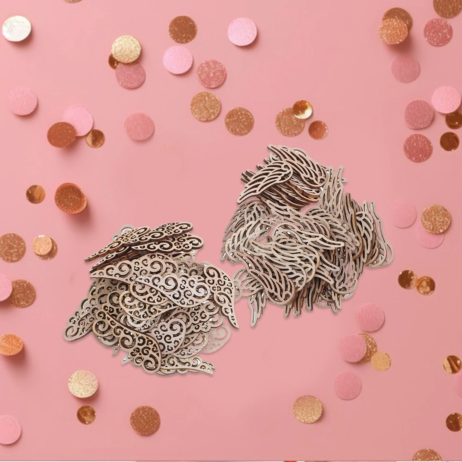 

100Pcs Wooden Angel Wings Cutouts Natural Finish DIY Craft Supplies Christmas Tree Hanging Ornaments Decorative Pieces