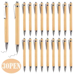 30 Stuks Bamboe Hout Balpen 1.0Mm Kogelpunt Zwarte Inkt Handtekening Balpen Schoolwrting Briefpapier