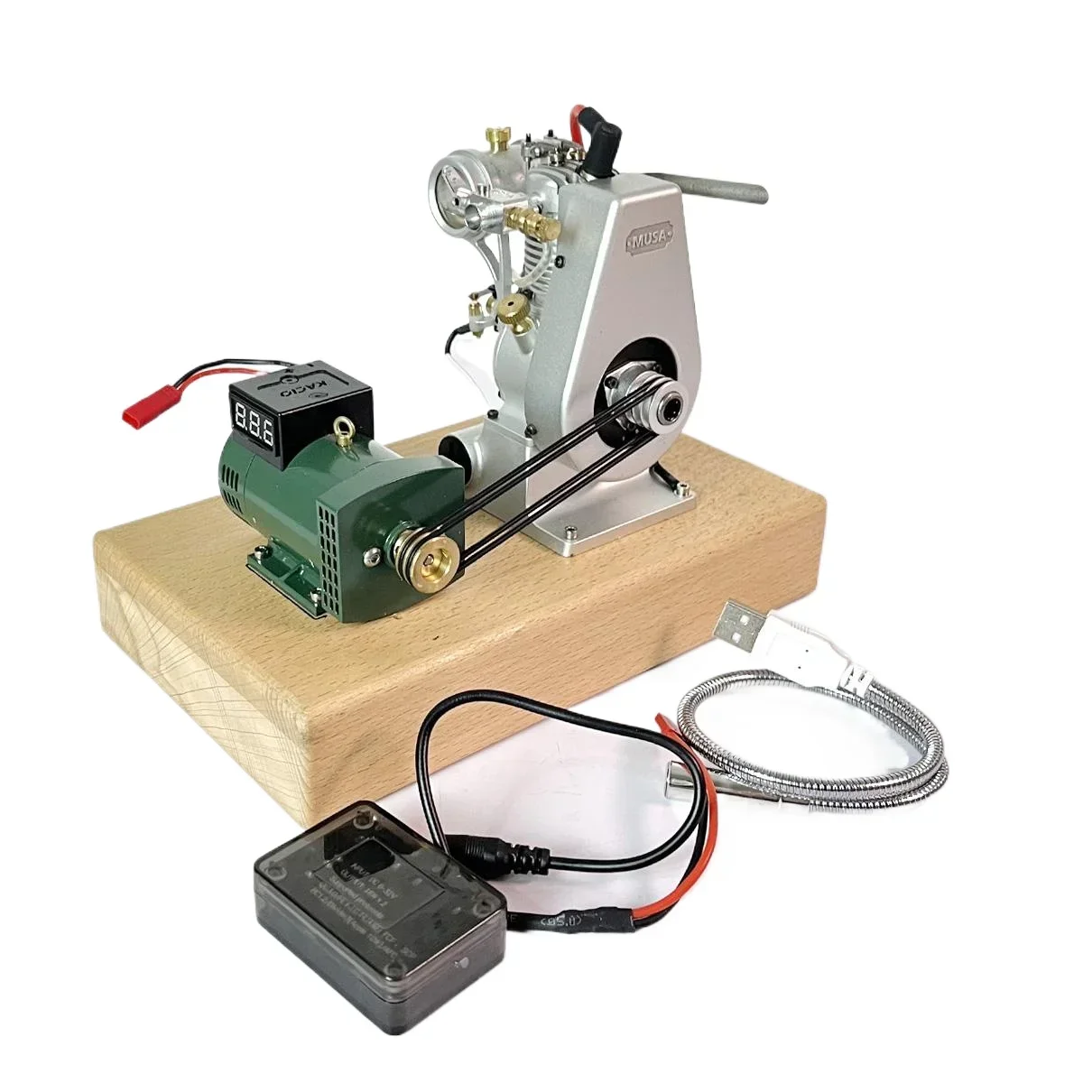 Metal Single Cylinder Engine Model Four Stroke Forced Air Cooling Engine Model Toy Generator Step-down Module Finished Product