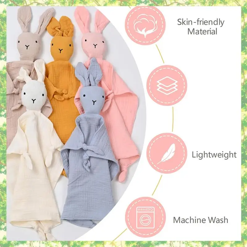 T84C-Loveys للأطفال شخصية الشاش محبوب بطانية مخصصة مطرزة الطفل بطانية أمان الأرنب المعزي مع Nam