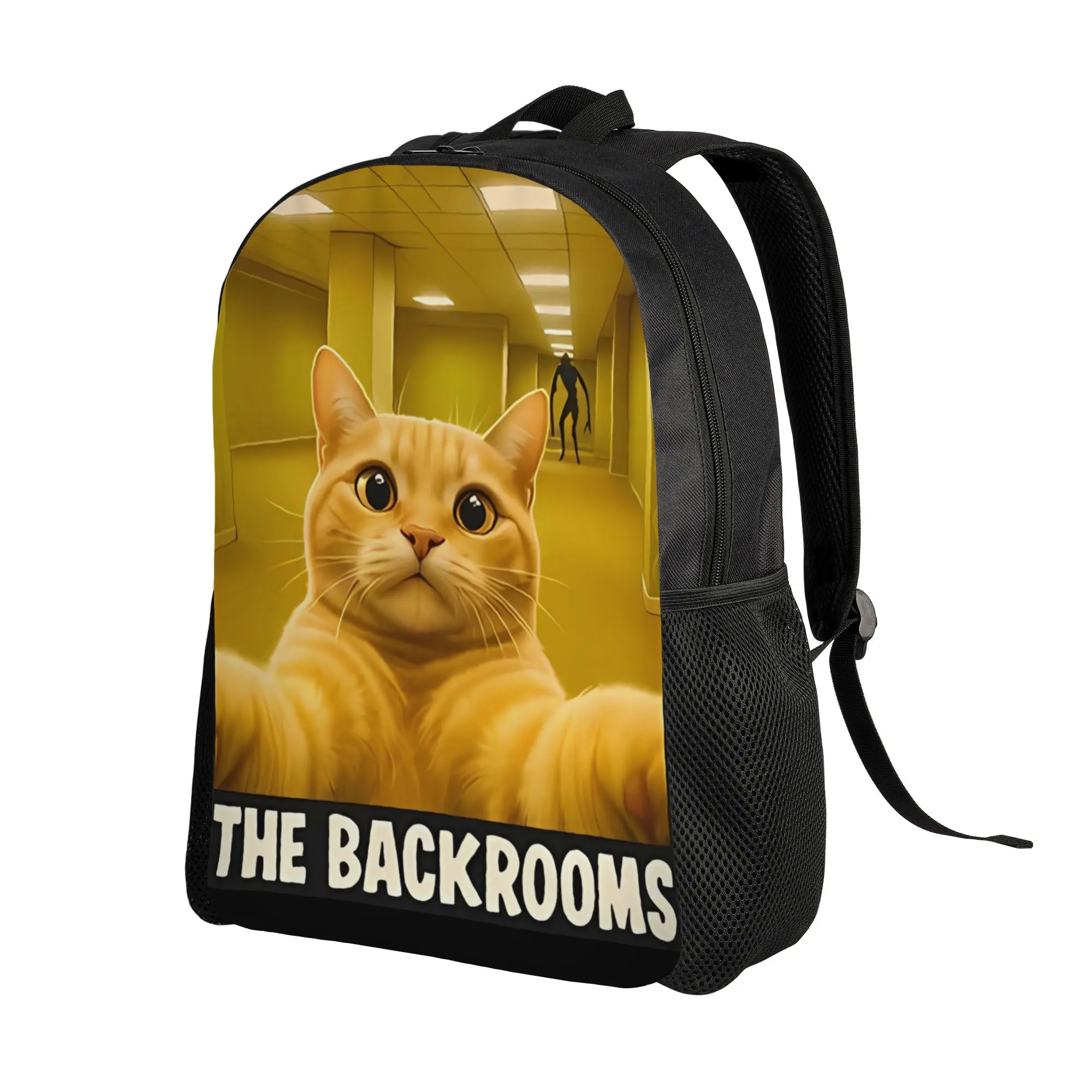 Cat Selfie Liminal Space Horror entity Backrooms Schoolbag Dark Fantasy Daily mochila Large Capacity Laptop Bag Back To School