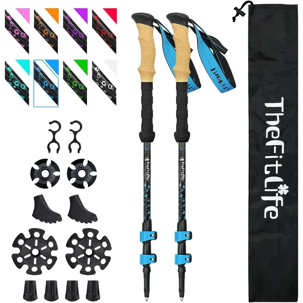 

Carbon Fiber Trekking Poles – Collapsible and Telescopic Walking Sticks with Natural Cork Handle Grips,Ultralight Hiking Poles