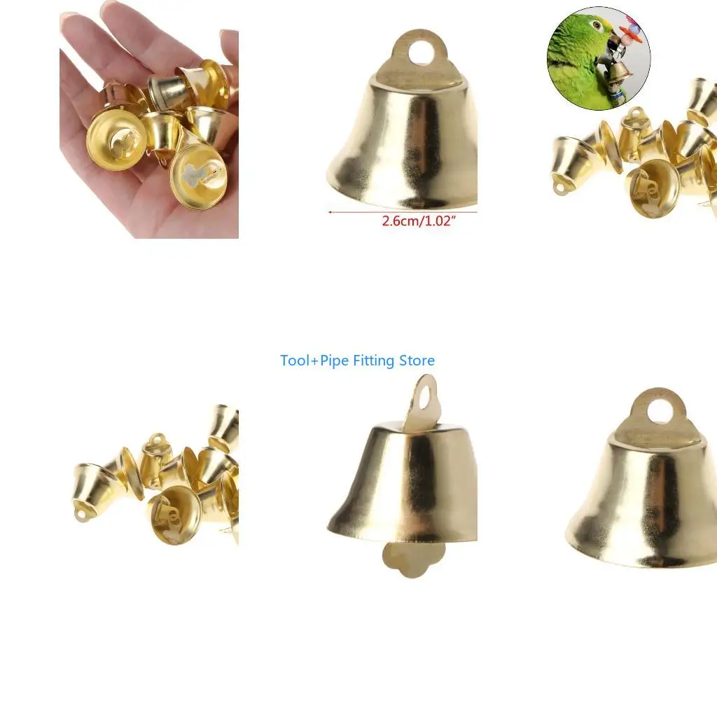 F92B 10 Pieces Metal Bells Golden Ringing for Bird Educational DIY Crafts Pendant Holiday Christmas Decoration