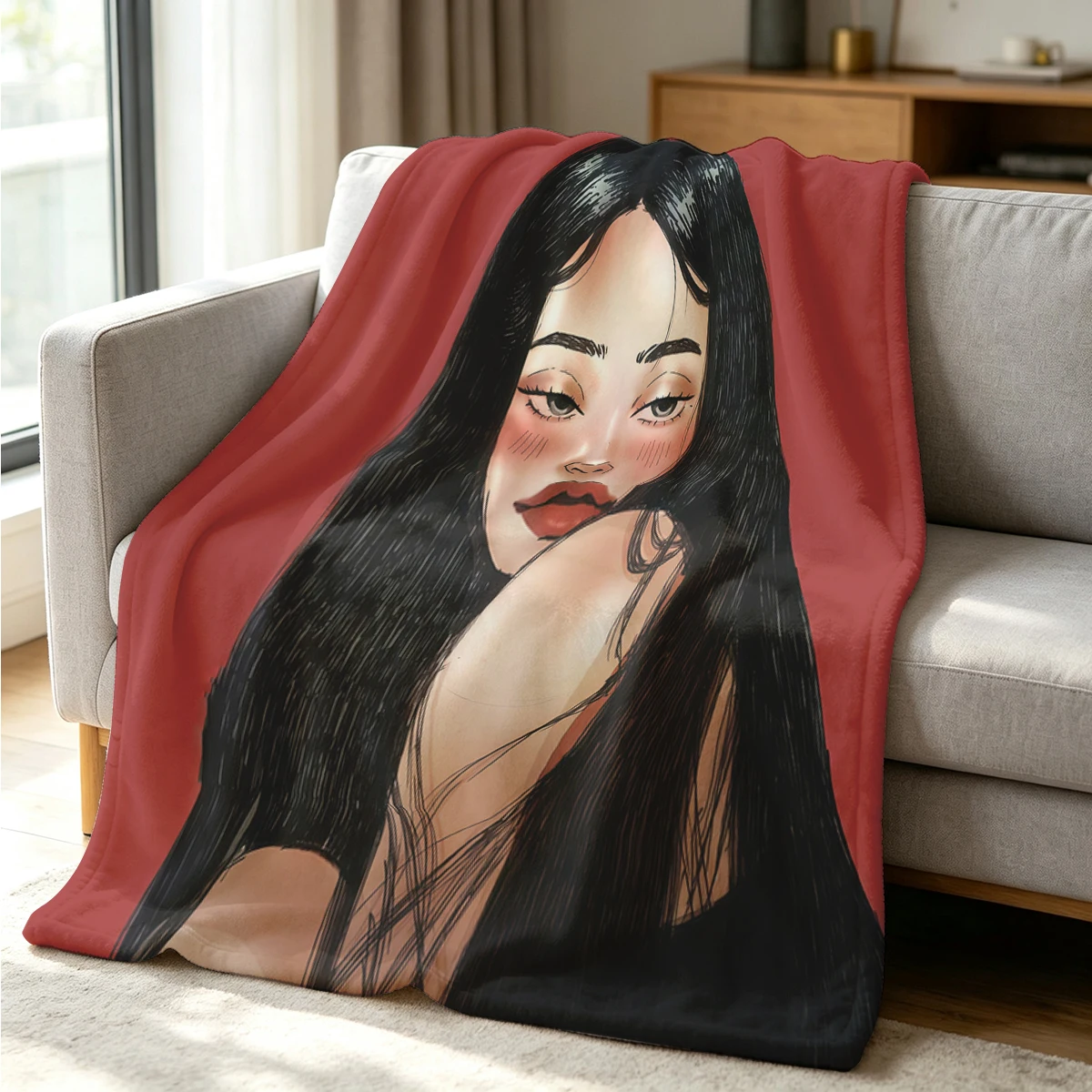 Maiden Flannel Blanket Warm Soft Halloween Christmas Couch Warm Cozy Decorative Decor Gift for All Season