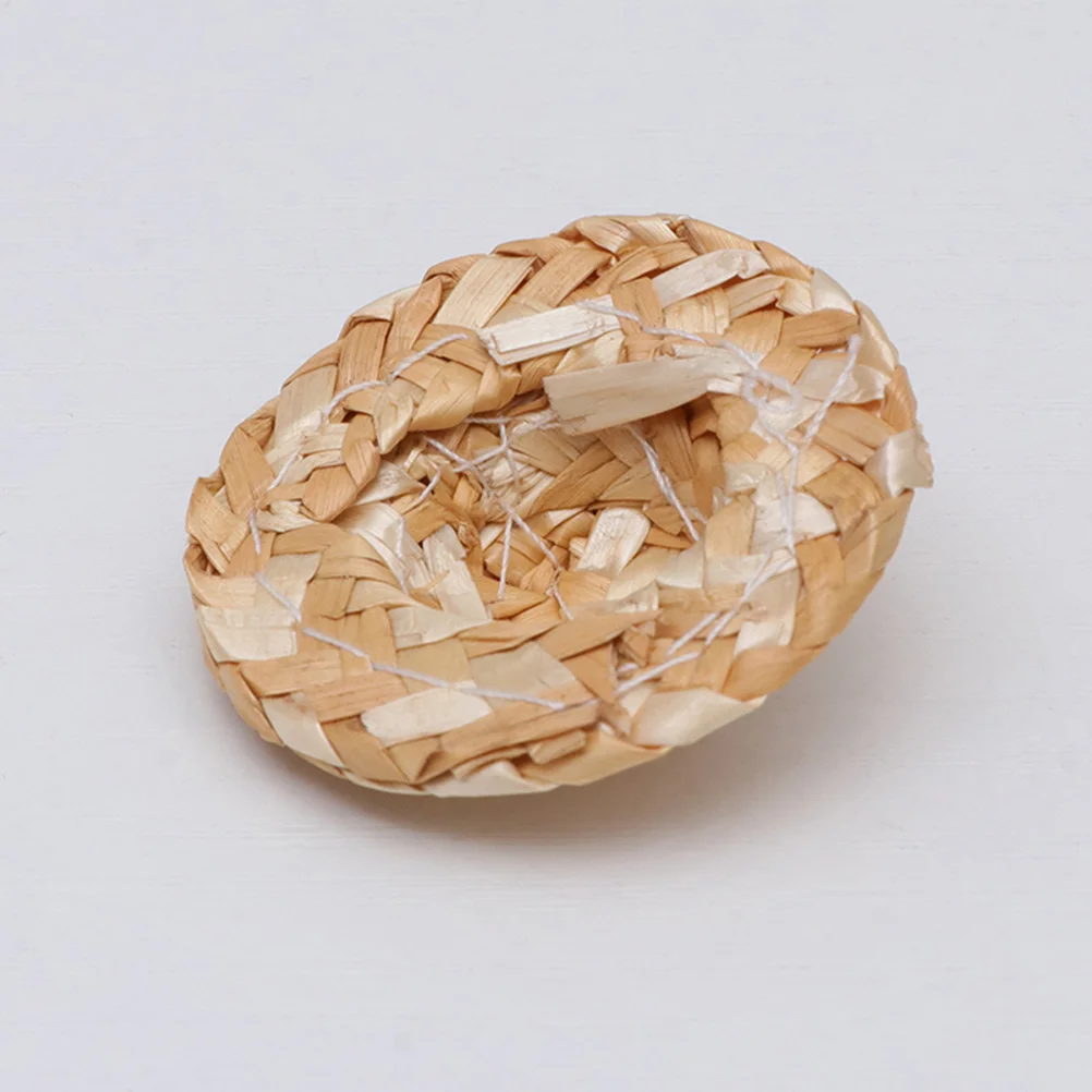 

20 Pcs Christmas Mini Hat Hats Decorations Bamboo Wooden Miniature Straw Woven