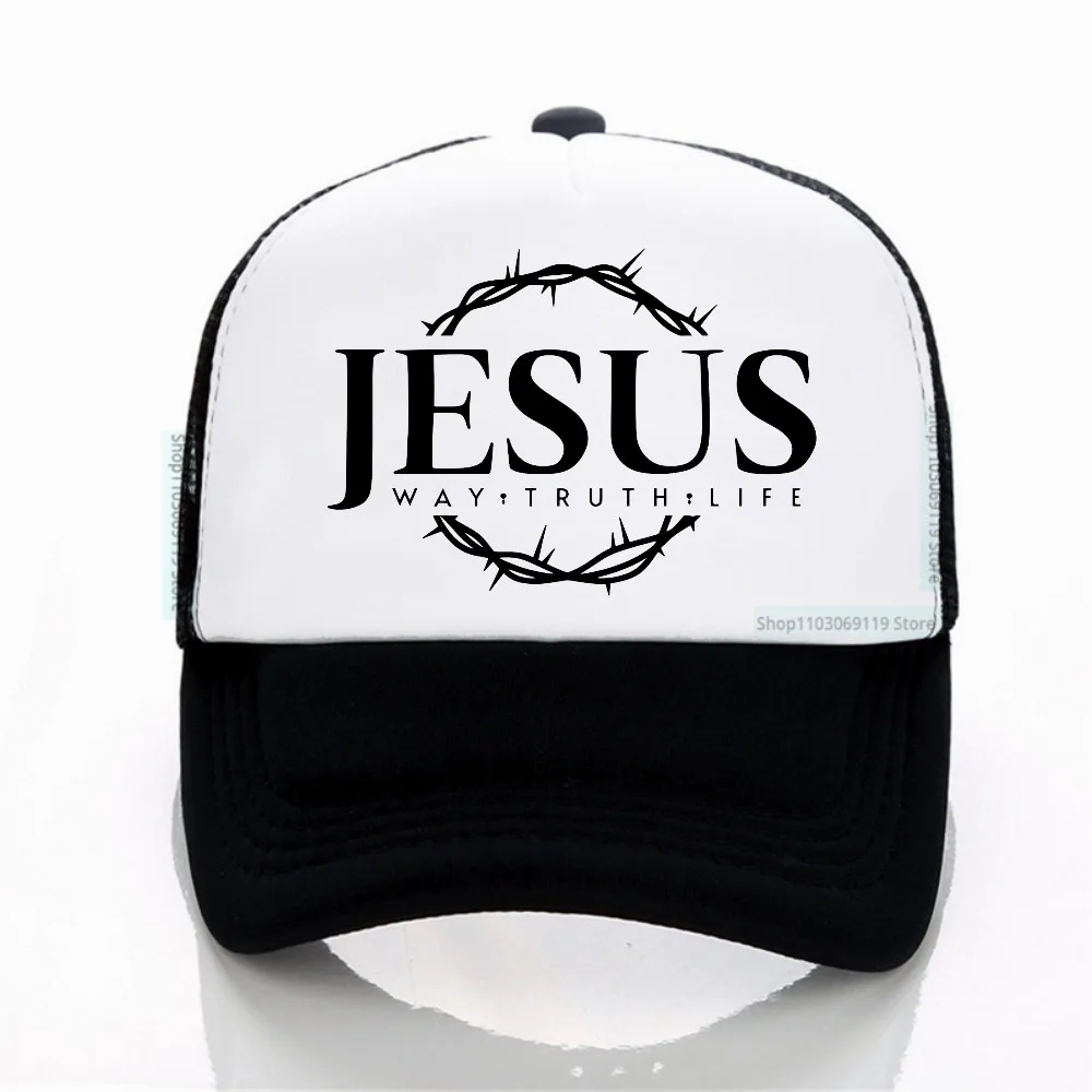 

Summer men's 100% pure cotton casual Mesh breathable cap Jesus Way truth life letter print Baseball Caps Adjustable Gym Hat