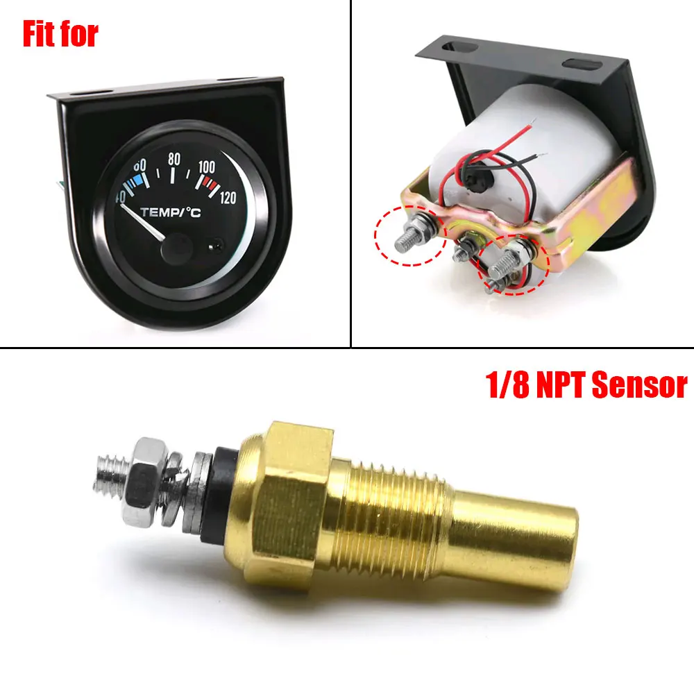 Car 1/8 NPT Water Oil Temperature Sensor Digital Sender Engine Water Coolant 10mm Temperature Sensor Gauge Unit Auto Accessories