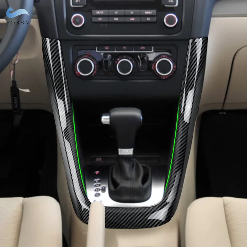 For VW Golf 6 MK6 2008 - 2013 Car Center Control Gear Shift Panel U Shape Frame Cover Trim Accessories ABS Carbon Fiber Grain