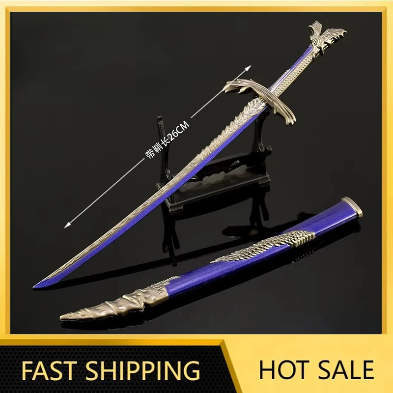 Arma de hoja de escala de dragón de 26cm, juego ER, periférico, caballero banido, espada de Metal, modelo de arma Katana, accesorios sin bordes, juguetes, regalos