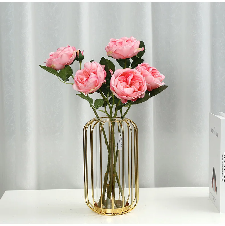 4 Stück Simulations-Pfingstrosen Austin Rose Künstliche Blumen Hochzeit Party Heimdekoration Rosenblumen – Detail 8