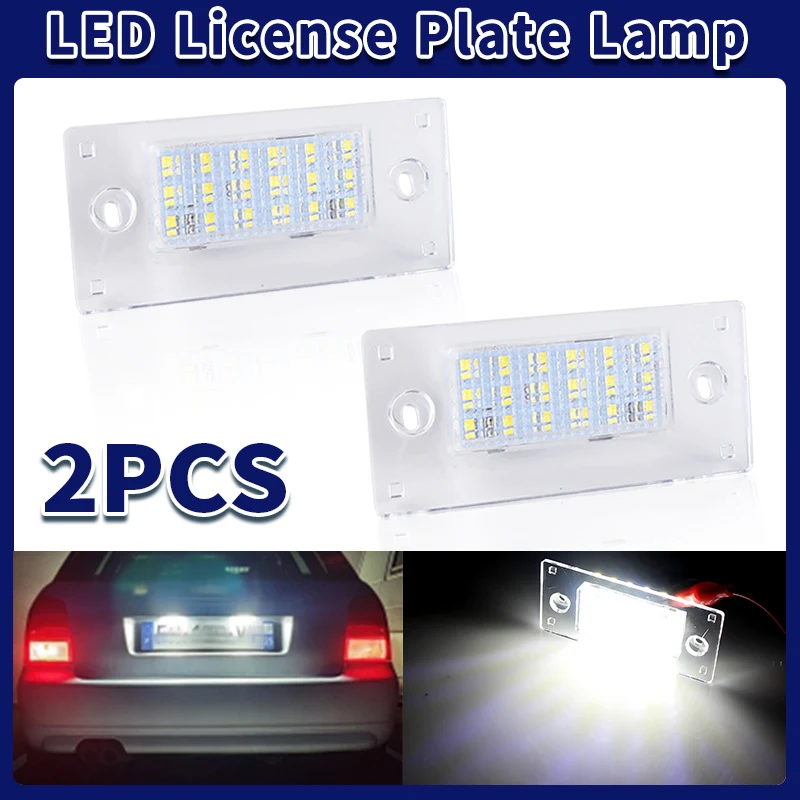 

2Pcs LED Number License Plate Lights Error Free For Audi A3 S3 8L LCI A4 S4 Avant B5 OEM#:8D9943021G/8D9943021H Car Accessories