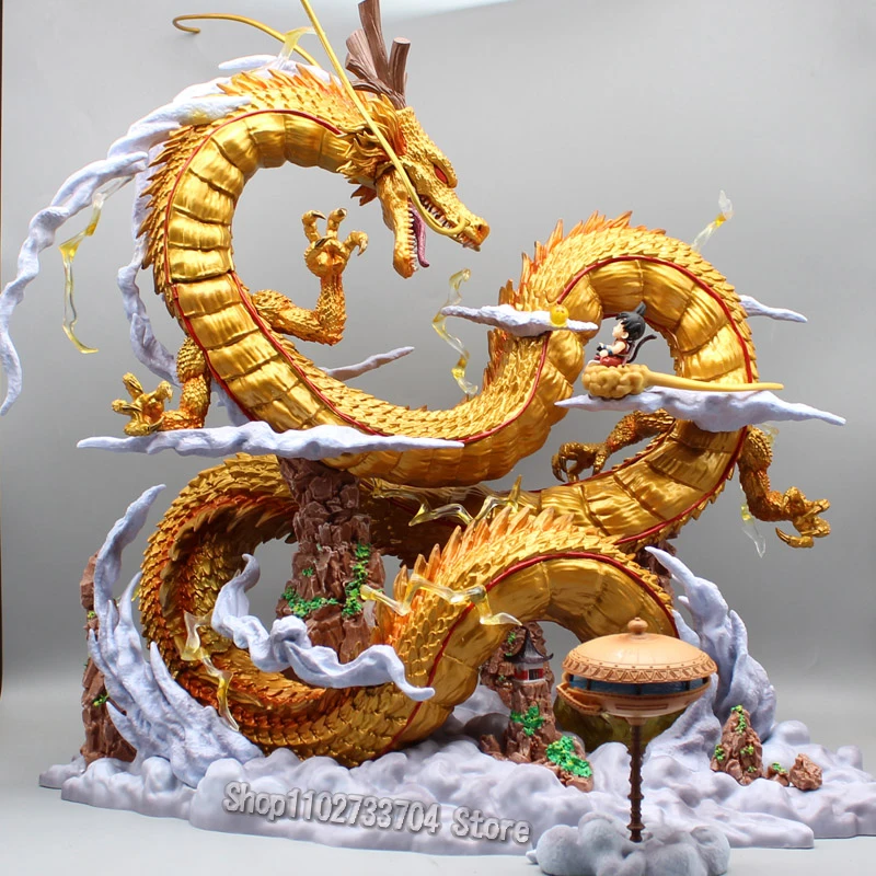 

43cm Anime Dragon Ball Figure Son Goku Wish Dragon Shenron Gold Action Figure PVC Model Statue Collection Desktop Decoration Toy