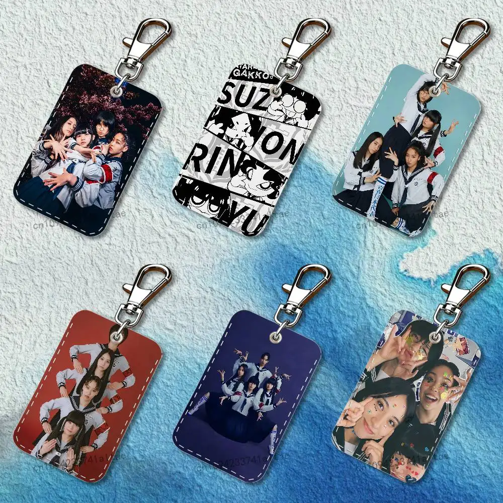 

Atarashii Gakko Rectangle Card Case Keychain Access Card Bag Key Tag Ring Leather Card Holder Key Ring Access