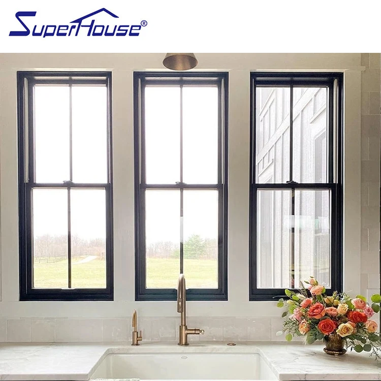 Florida Carollina Popular Hurricane Window Customized NOA Standard Impact-resistant Single Hung Window with Grills and Flyscreen